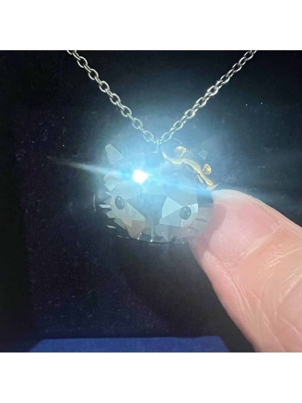 Swarovski Hello Kitty Smoky Crystal Pendant Necklace w Box Warranty Card Sanrio - Picture 6 of 8
